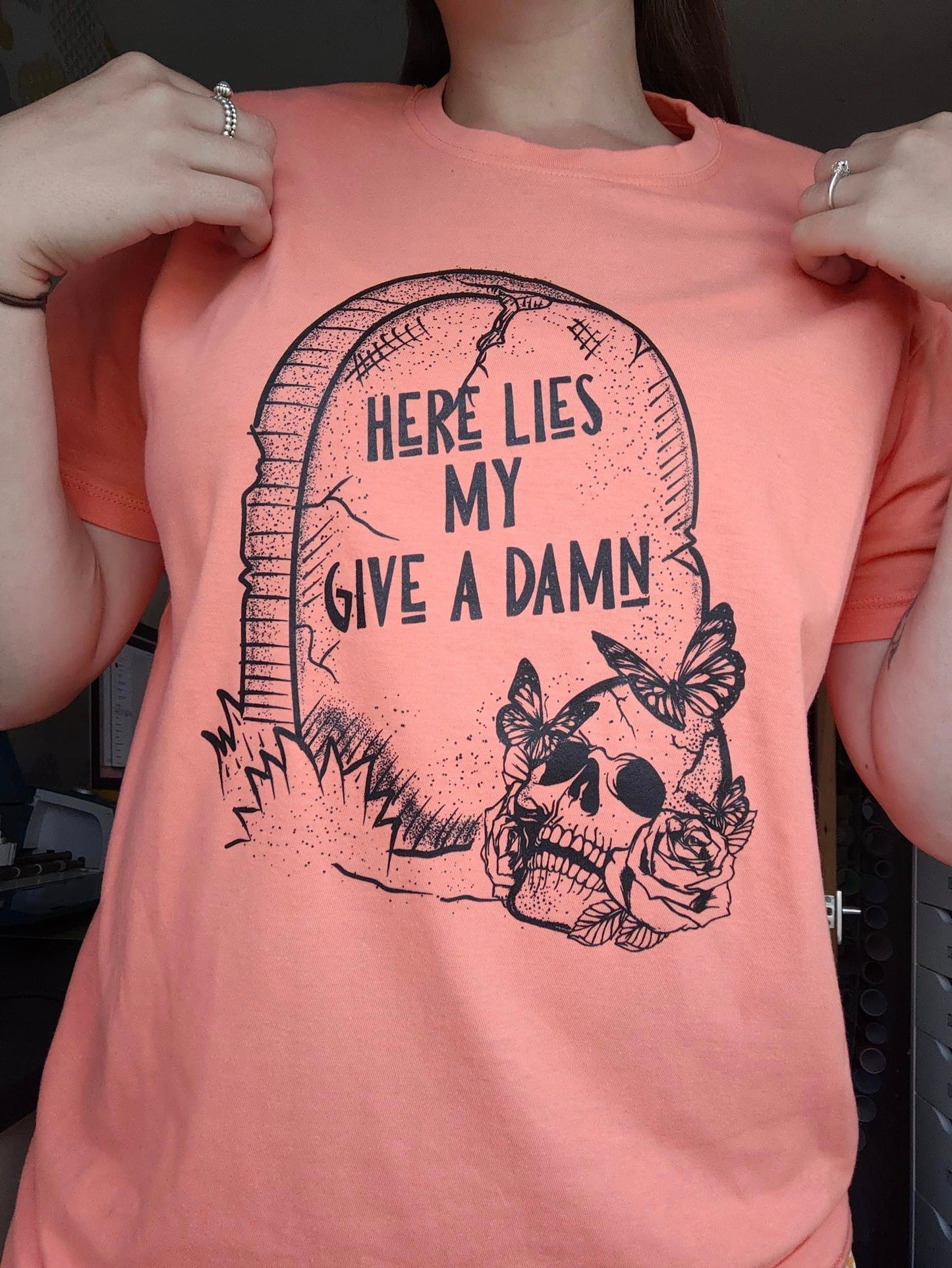 Here lies my give a damn tshirt