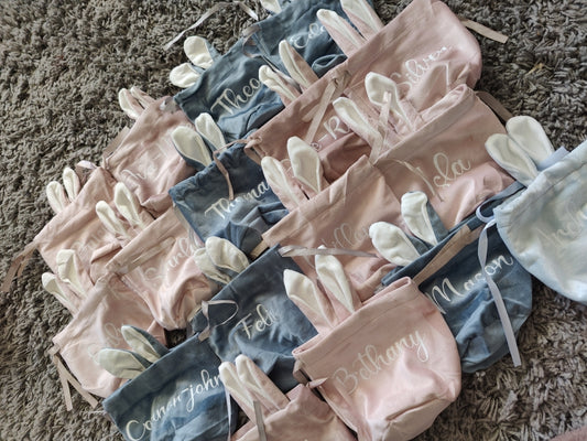 Personalised velvet easter bags