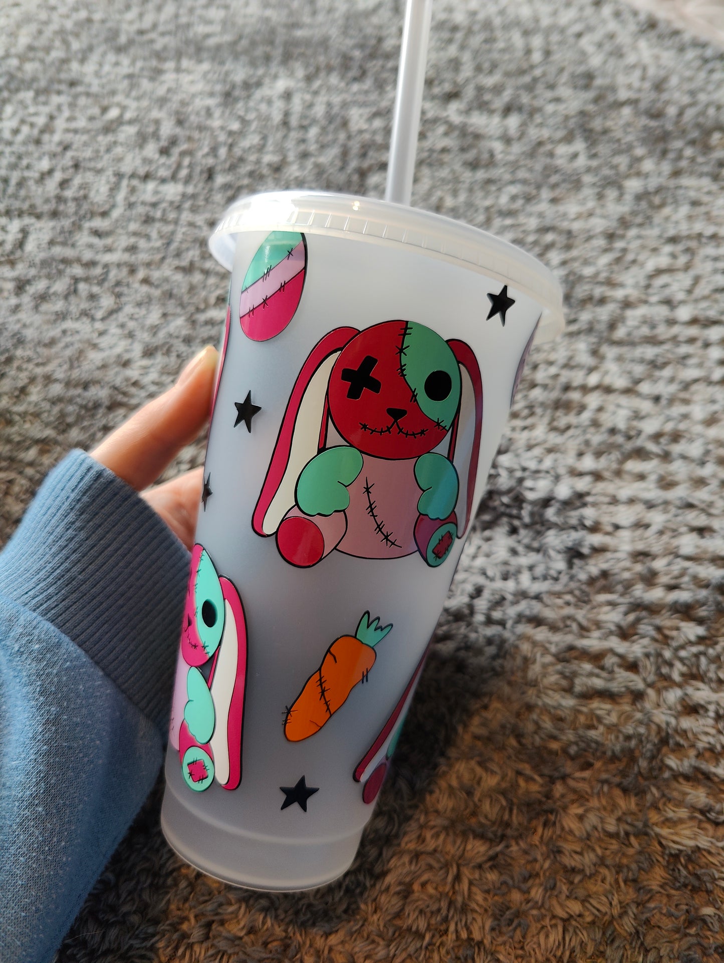 Scary easter bunny cold cup