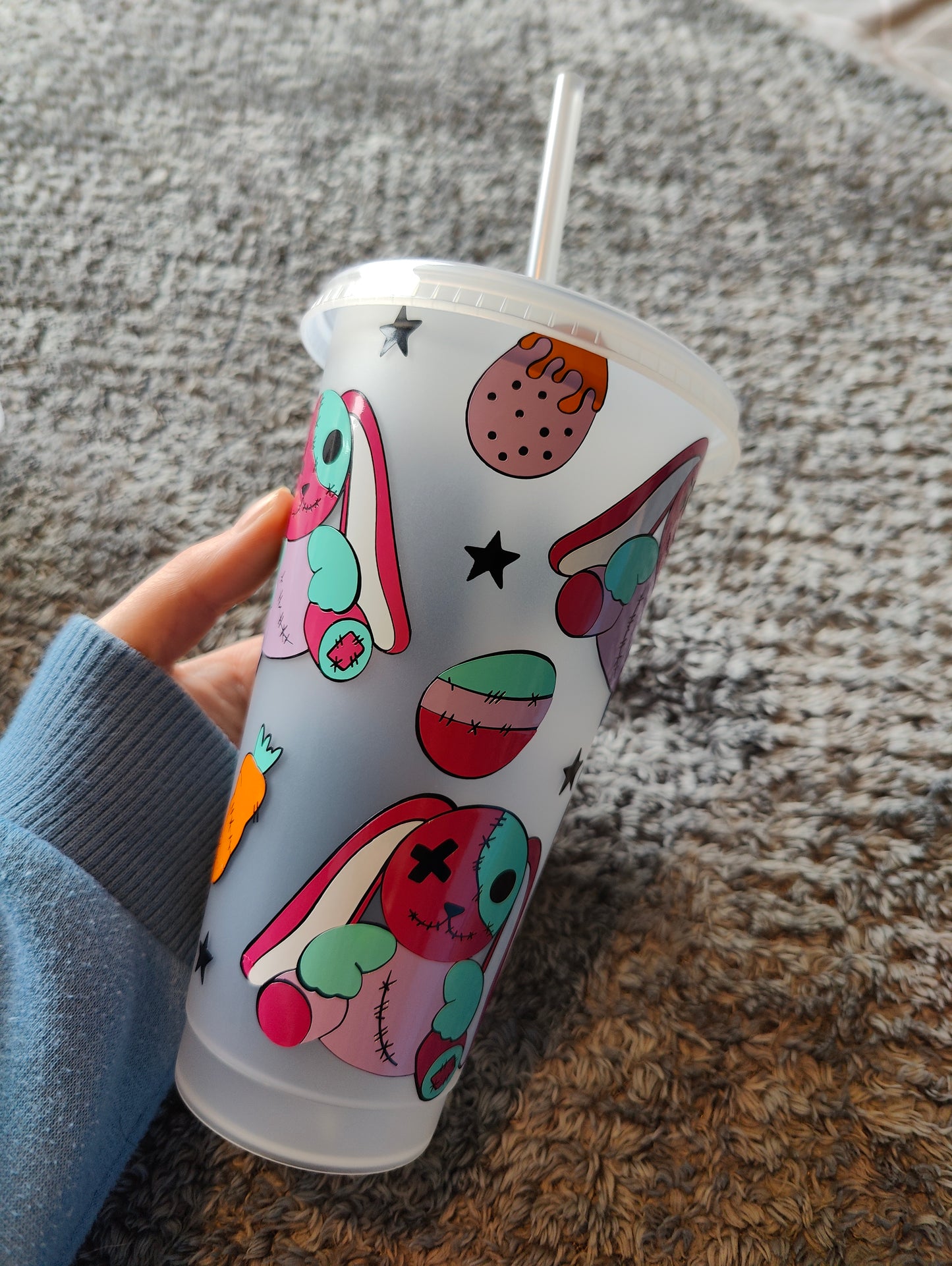 Scary easter bunny cold cup