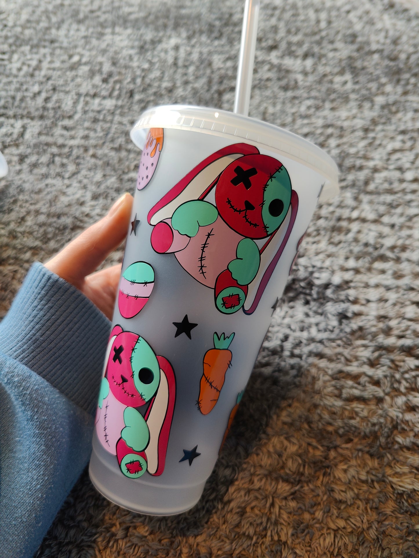 Scary easter bunny cold cup