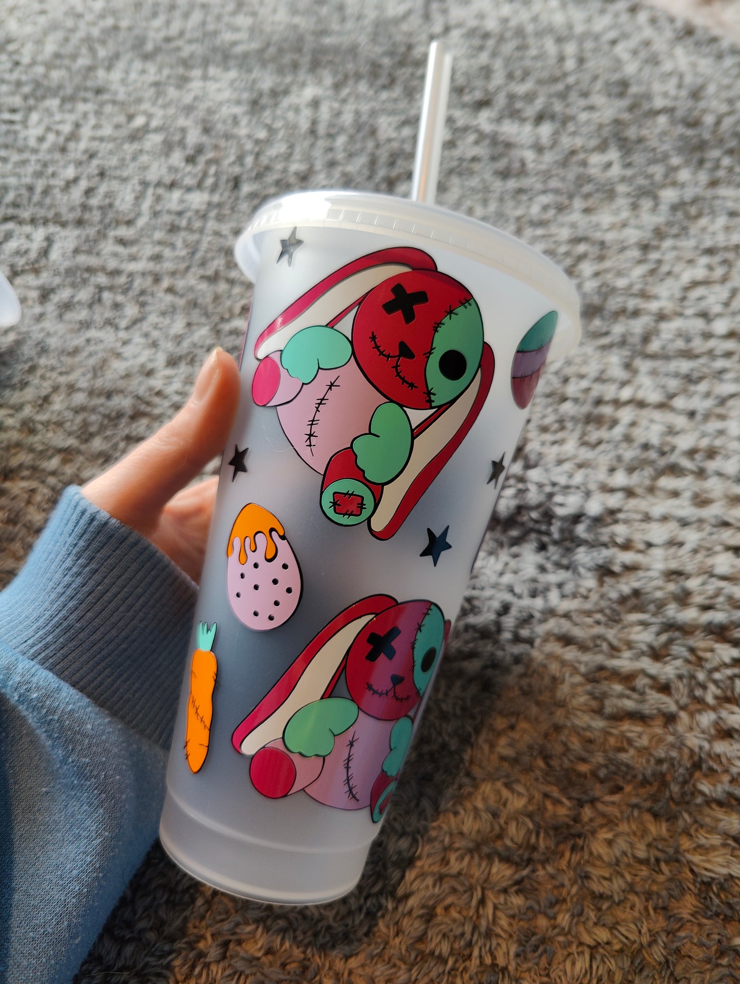 Scary easter bunny cold cup