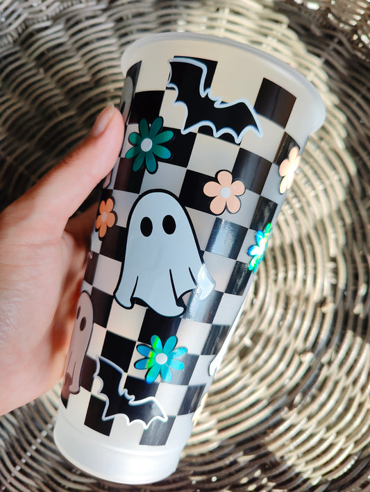 Punk chequered ghost 24oz cold cup