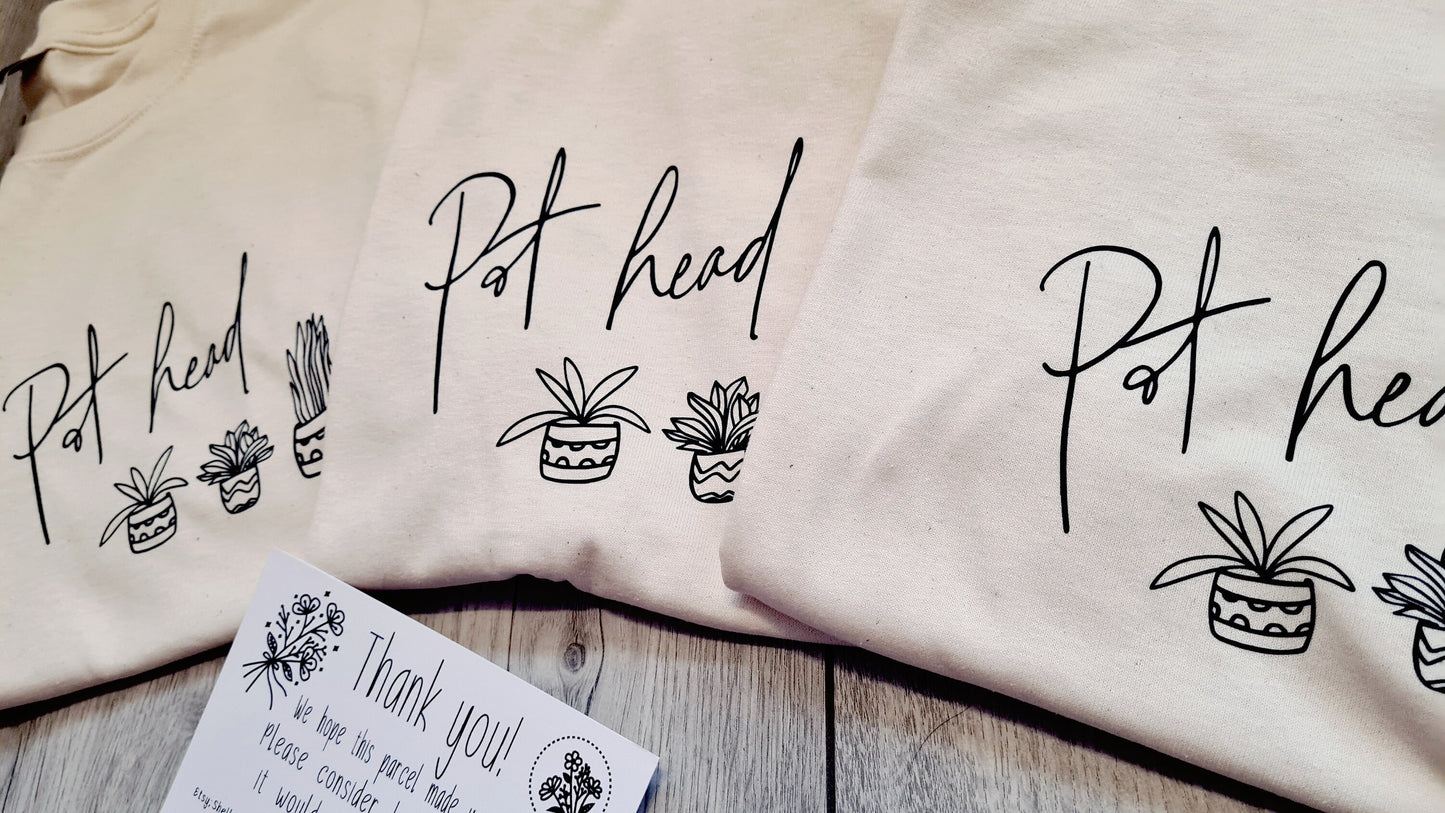 Pot head tee, Novelty slogan Pot head flowers unisex Tshirt, Womens Tshirt, Design tshirts, Floral tee womens, oversized gardening tshirt